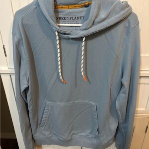 Free Planet Blue Pullover Hoodie With Kangaroo Pocket
